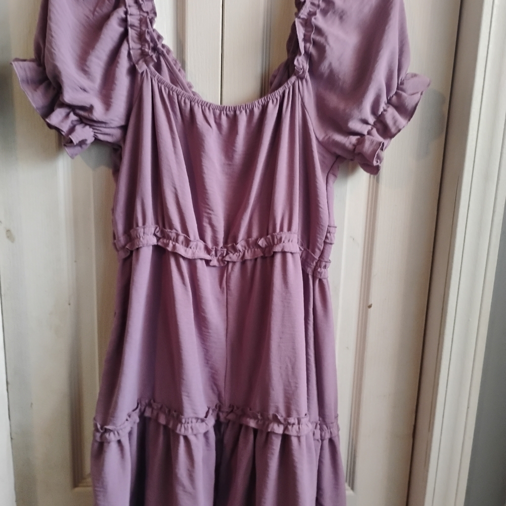 Purple Ruffled Women's Dress - Picture 7 of 12